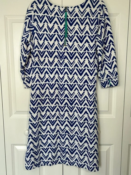 Hatley Blue and White Chevron Long Sleeve Dress - Picture 5 of 9